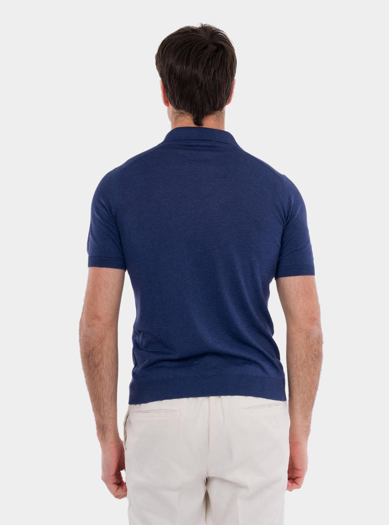 Polo uomo in seta blu 43129/23503 570 GRAN SASSO 