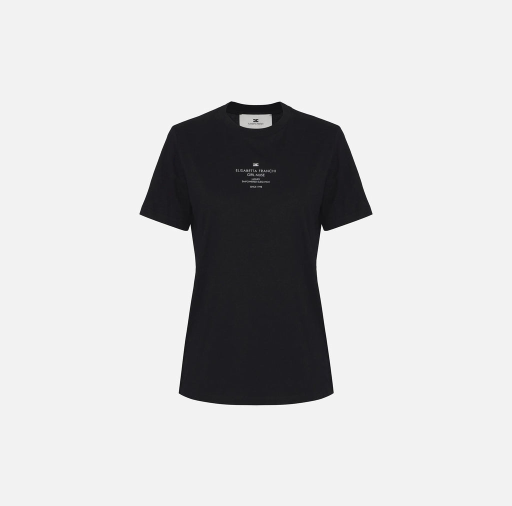 T-shirt in jersey di cotone con stampa Nero MA63D56E2 110 ELISABETTA FRANCHI 