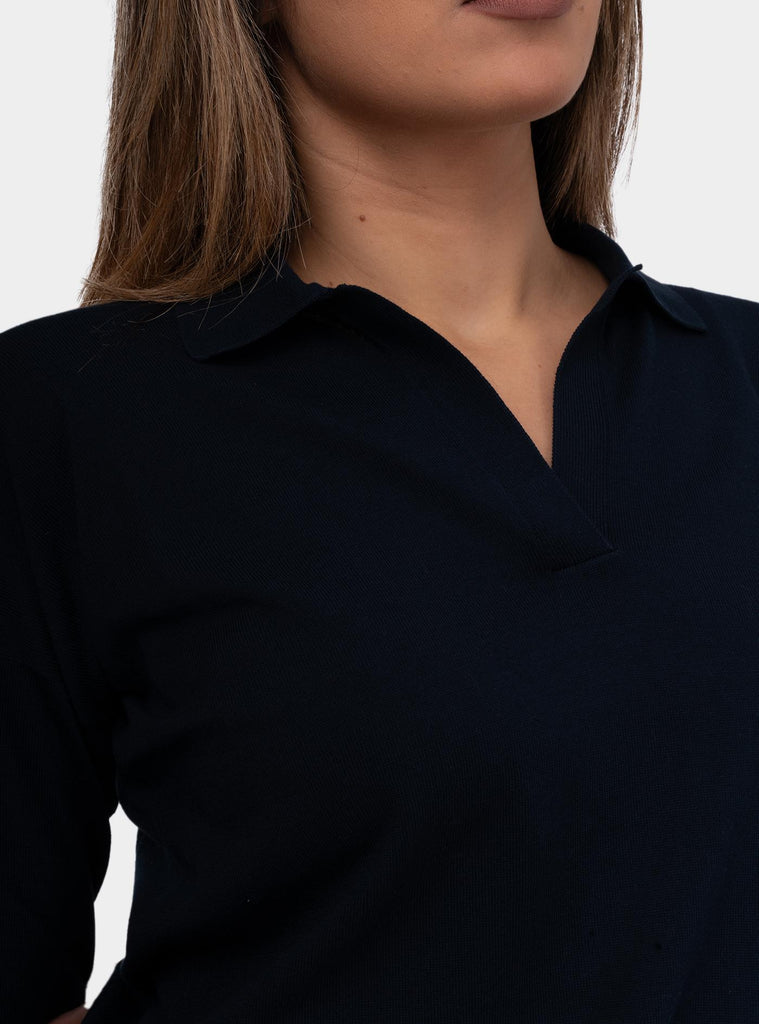 Polo donna a maniche lunghe blu 57288/14005 598 GRAN SASSO 