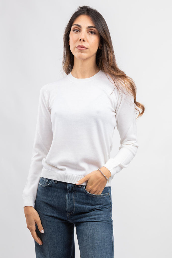 Maglia girocollo Panna in lana vergine 54210/14202 001 GRAN SASSO 