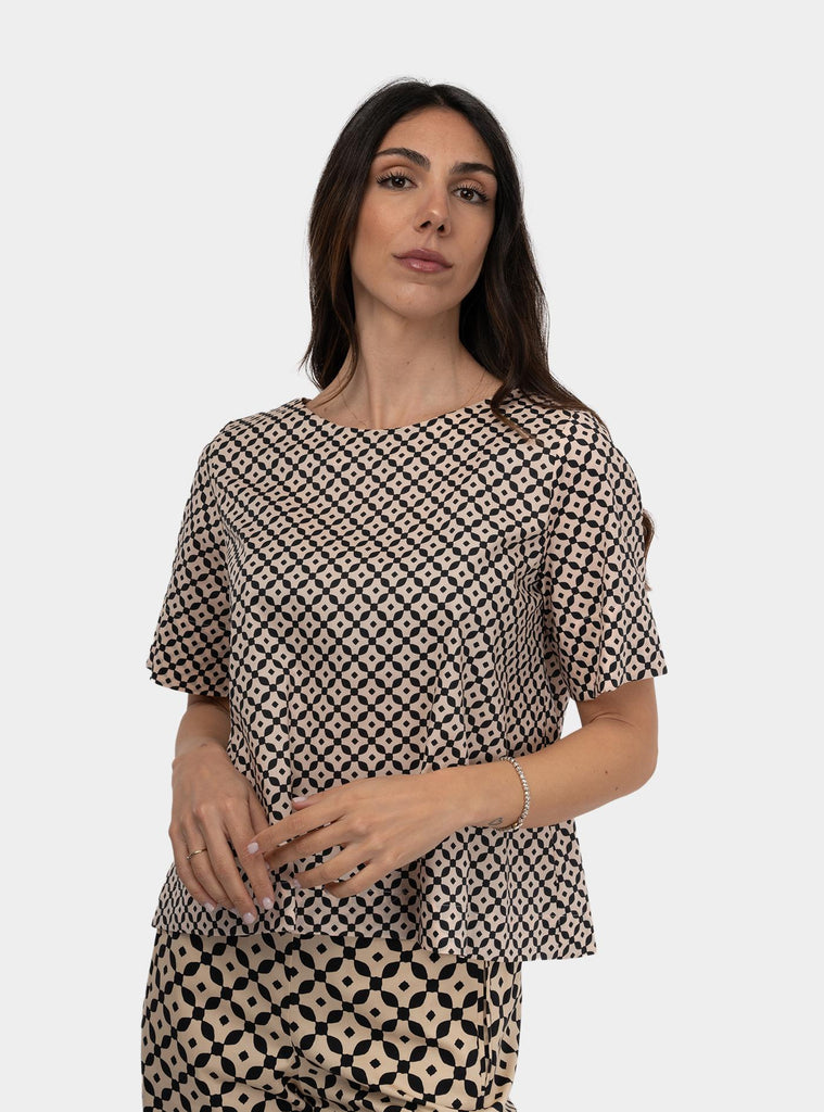 Camicia scatoletta fantasia Beige SS25606T029 RAIA NIU 