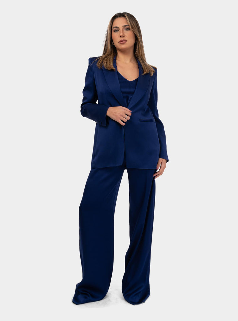 Pantalone fluido satin Blu IETI 036 MAX MARA 
