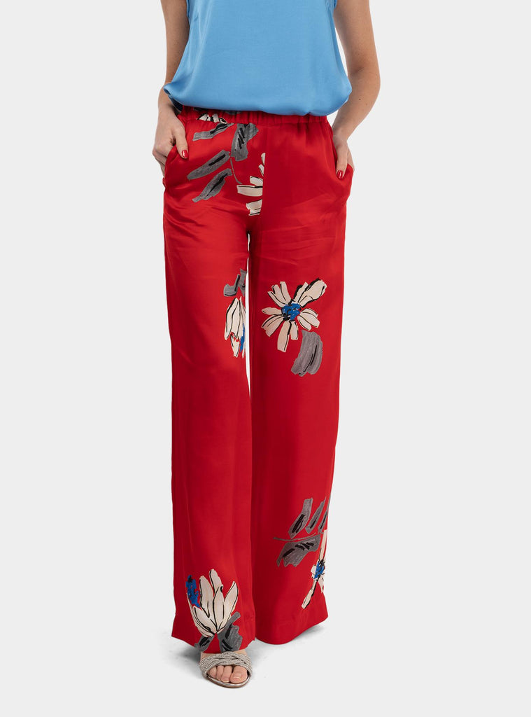 Pantalone fantasia in viscosa Rosso DP9788 RED OTTO D'AME 