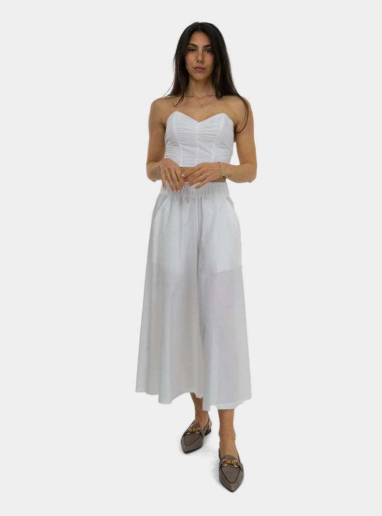 Pantalone coulotte con elastico in vita bianco DP9832 BIANCO OTTO D'AME 