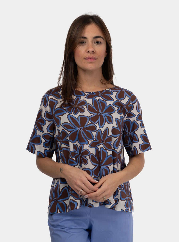 Camicia scatoletta a fiori Multicolor SS25606T029 TOBACO NIU 