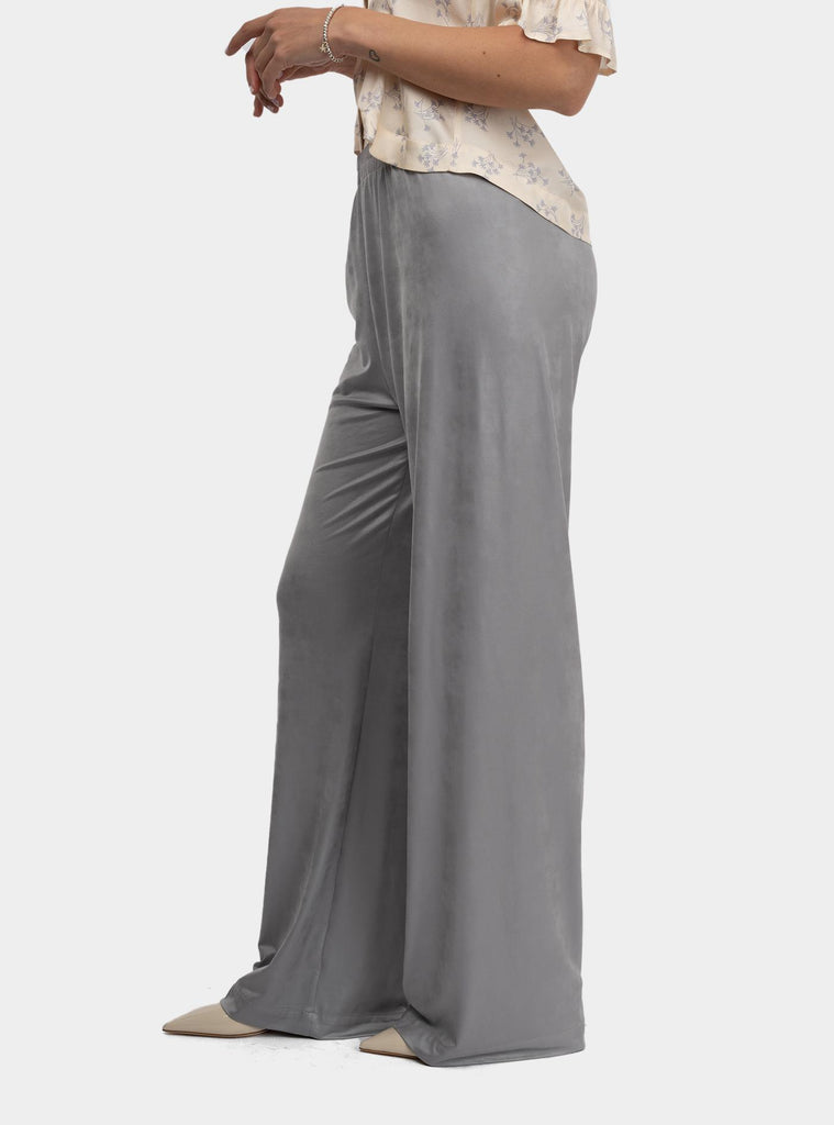 Pantalone lungo ampio in tessuto spalmato grigio 511SD24001 UNI ALESSIA SANTI 