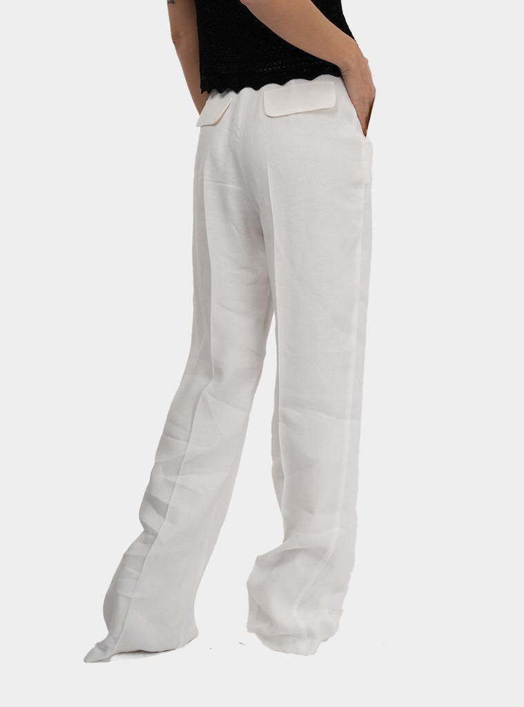 Pantaloni in misto lino Panna PA09752E2 360AVORIO ELISABETTA FRANCHI 