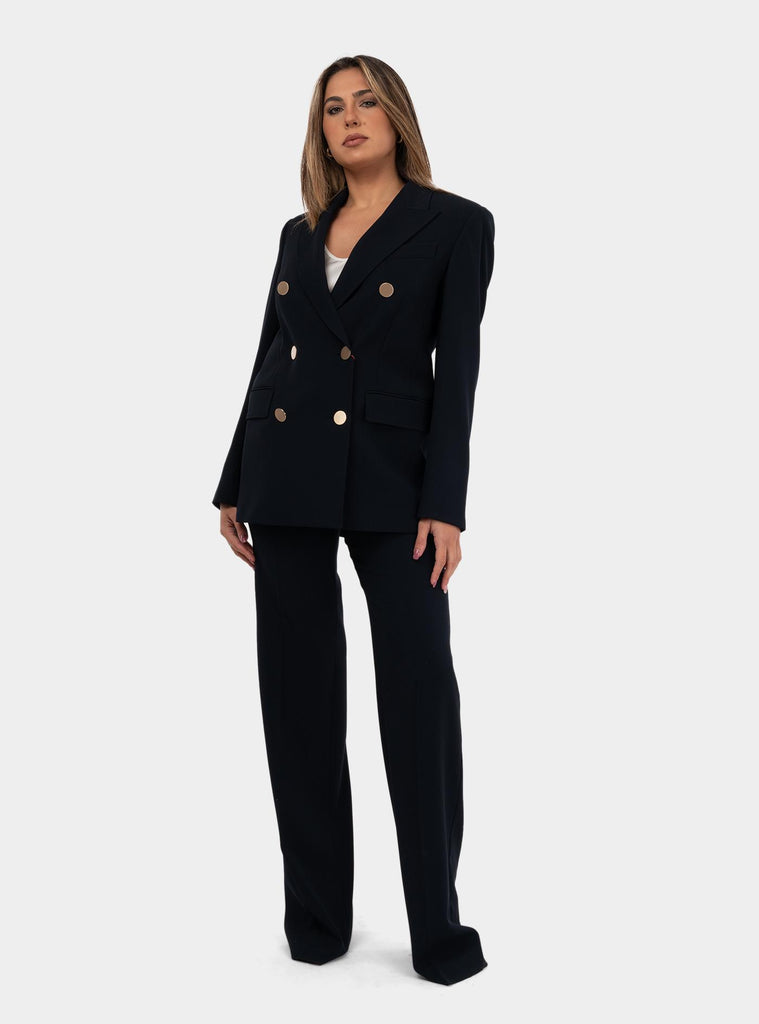 Pantalone dritto vita alta Blu QUASAR 004 MAX MARA 