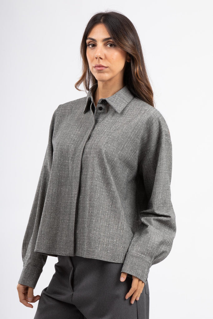 Camicia in tweed di lana bicolor 6SIT110STD RG27 0990 PT PANTALONI TORINO 