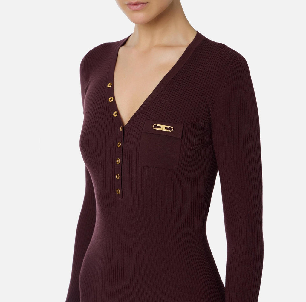 Abito in maglia a costine Merlot AM10B56E2 EA4 MERLOT ELISABETTA FRANCHI 