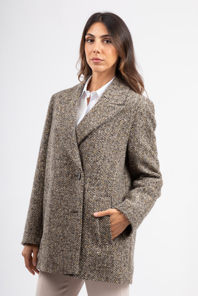 Cappotto in resca di lana e micro paillettes S20172 08397 953 PESERICO 