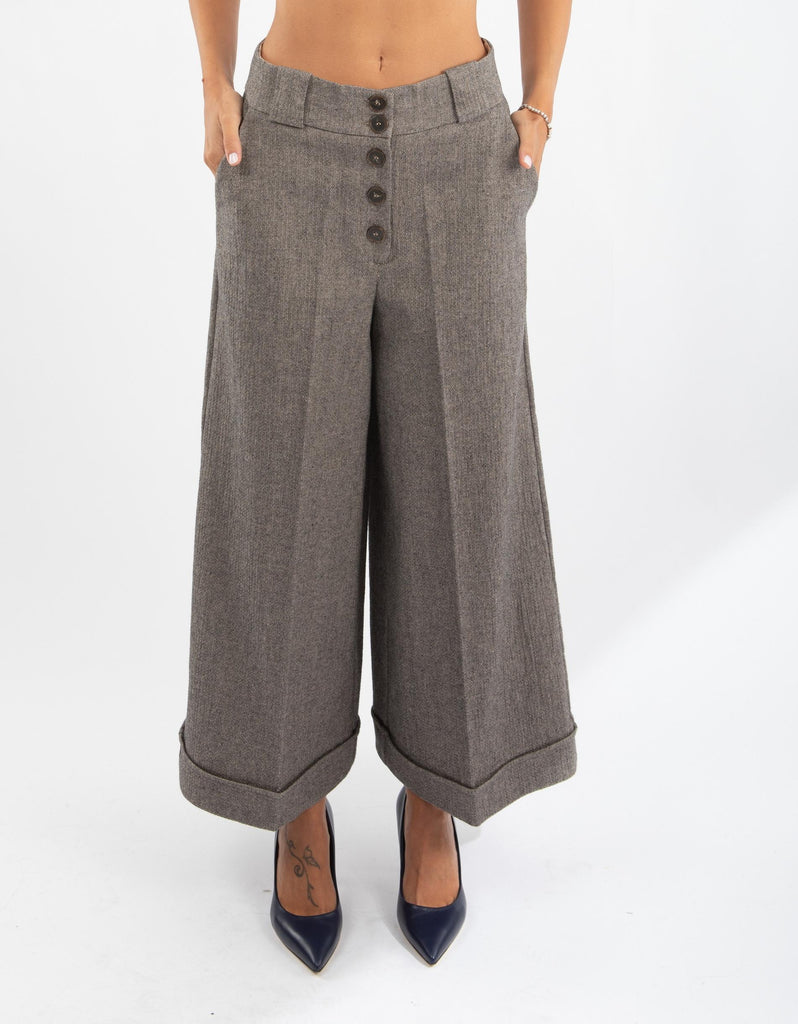 Pantaloni a palazzo in cotone stretch 521SD25016 529022-01 ALESSIA SANTI 