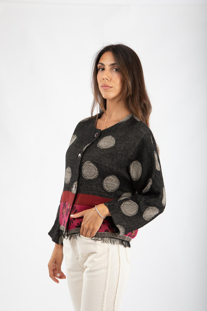 Giacca in misto lana e alpaca jacquard 521SD35039 529134-04 ALESSIA SANTI 