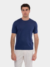 T-shirt uomo in seta blu