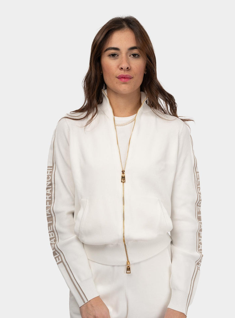 Cardigan in viscosa con bande a contrasto Bianco MK33S51E2 DK6 AVORIO/GREIGE ELISABETTA FRANCHI 