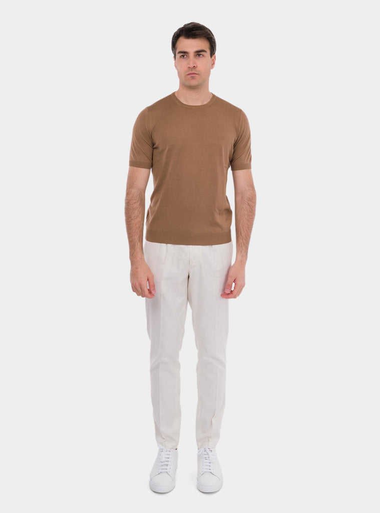 T-shirt uomo in seta biege 43112/23503 156 GRAN SASSO 