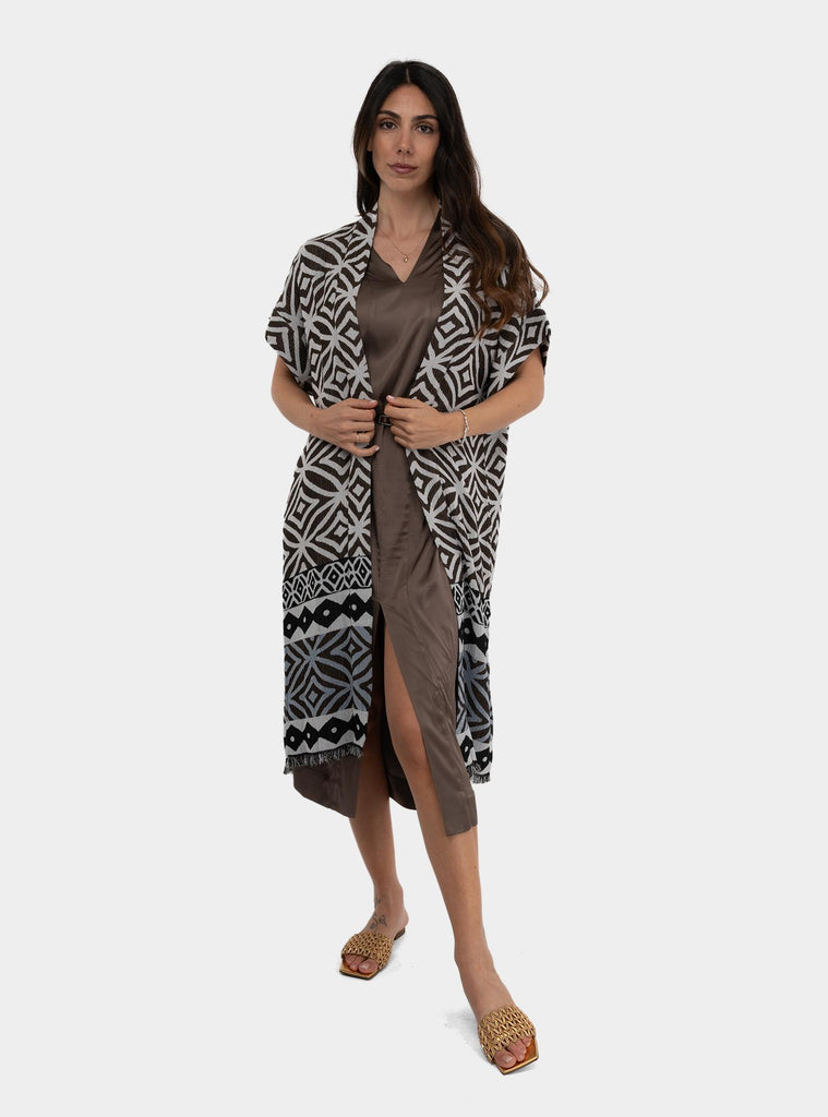 Kimono lungo fantasia Marrone 511SD35047 519087-01 ALESSIA SANTI 