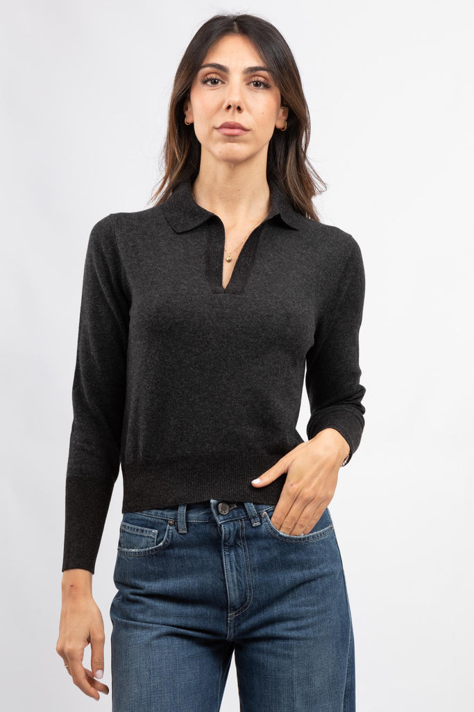 Maglia polo bordi con bordi lurex Grigio scuro 57299/12861 098 GRAN SASSO 