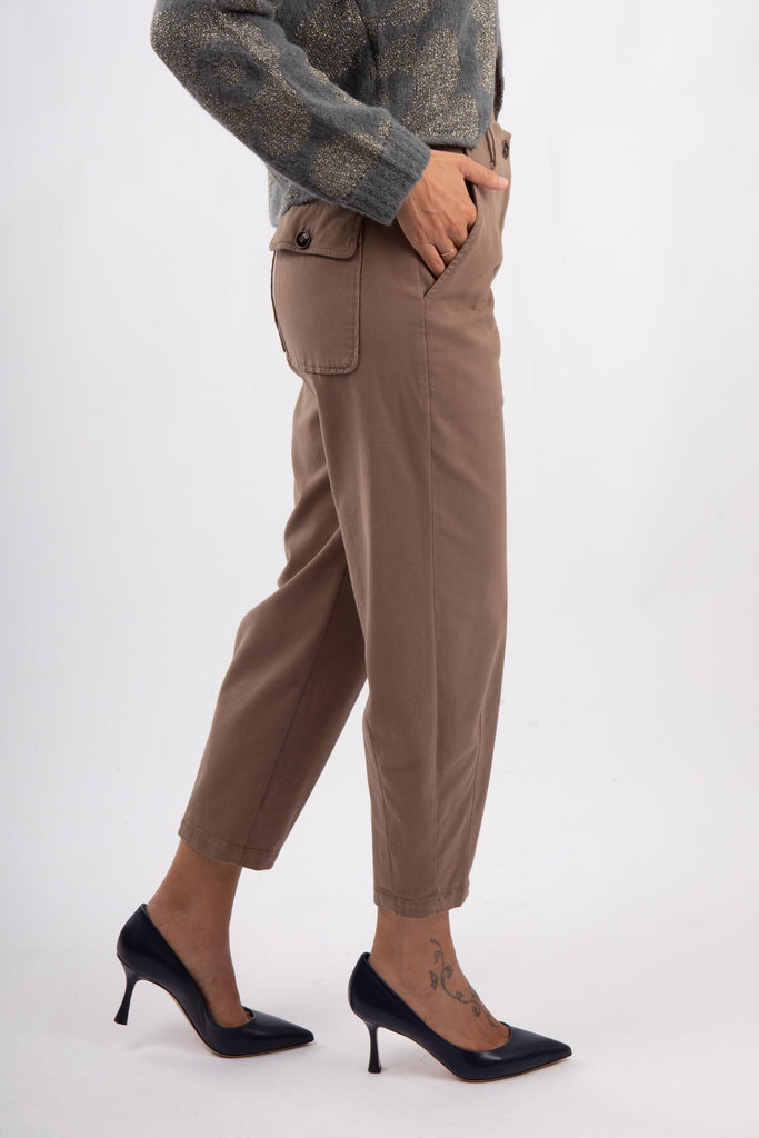 Pantaloni in cotone con tasche Panna 521SD25010 S2331 ALESSIA SANTI 