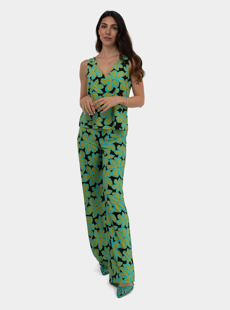 Pantalone fantasia in misto viscosa Verde SS25223J025 MATE NIU 