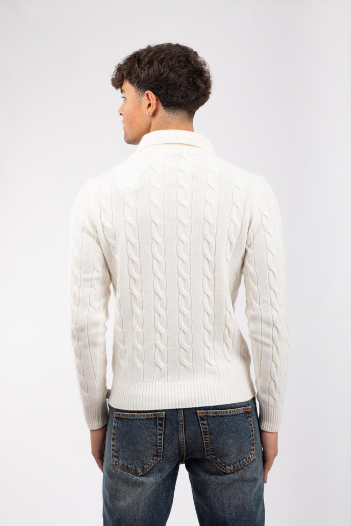 Maglia uomo con lavorazione a trecce Panna 23172/19651 001 GRAN SASSO 