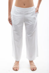Pantaloni cropped in popeline