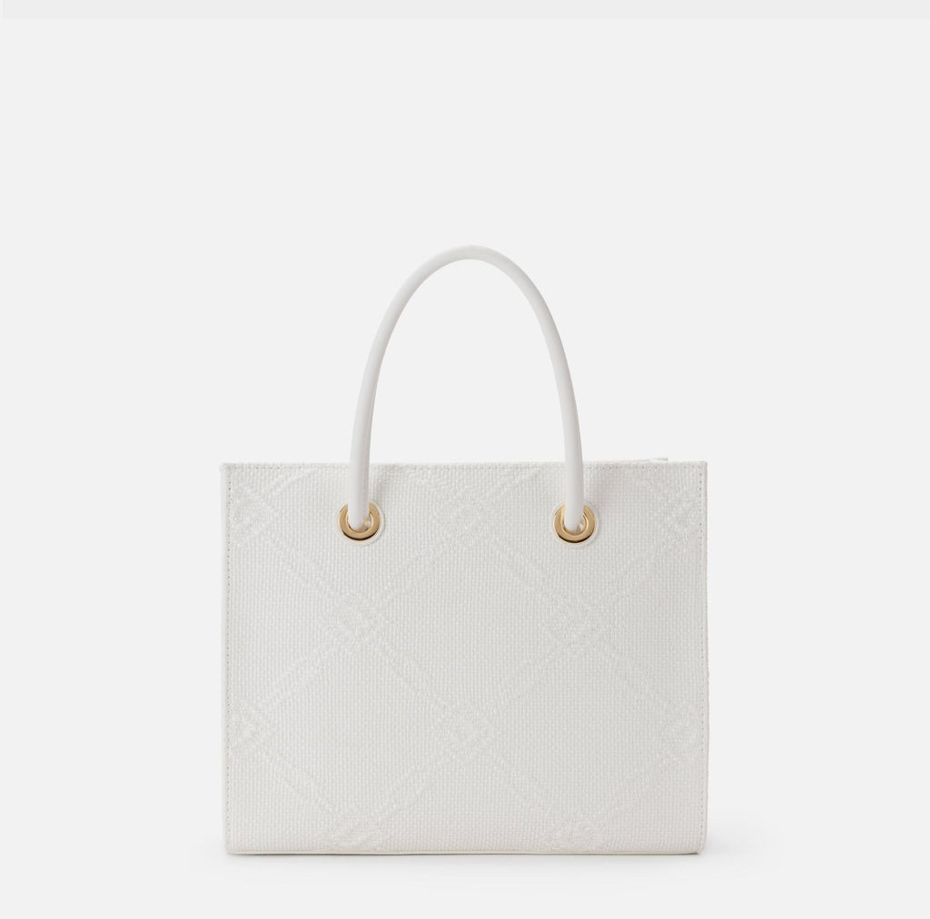 Borsa tote piccola in rafia jaquard avorio BS83A52E2 360 AVORIO ELISABETTA FRANCHI 