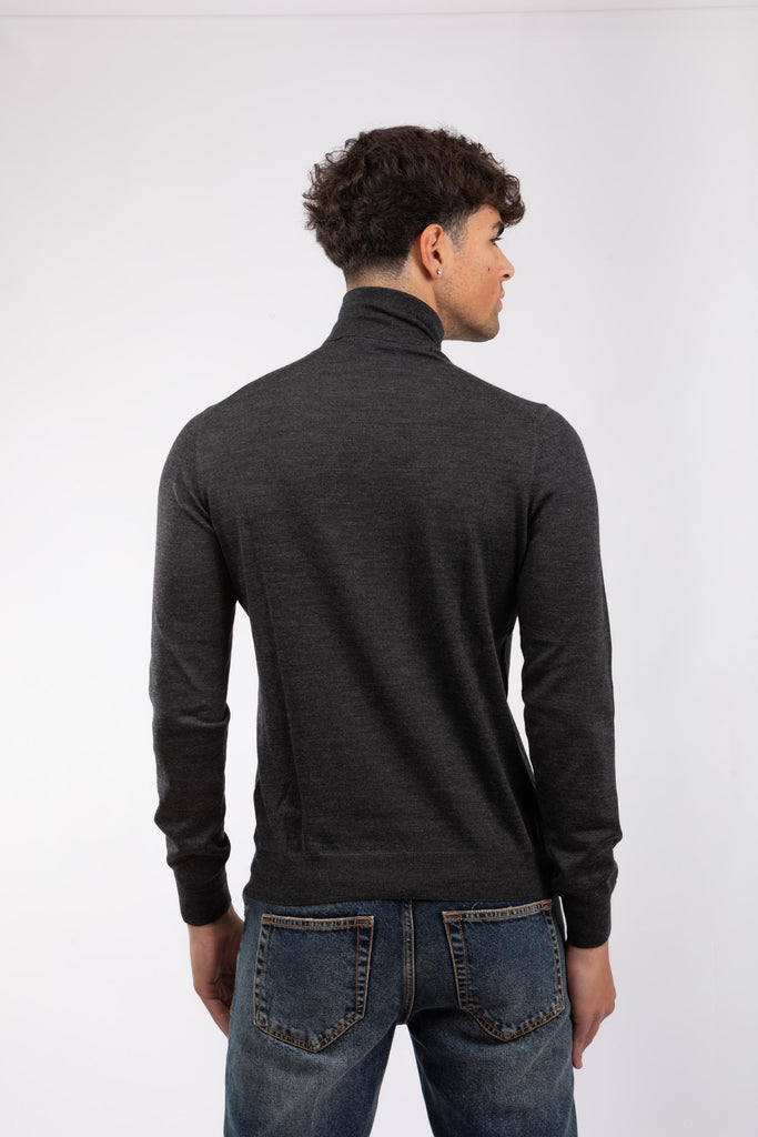 Maglia uomo a collo alto in misto seta Antracite MIKE GSI25-05 524 TAGLIATORE 