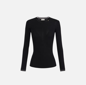 Maglia a costine con logo gioiello Nero MK13B56E2 110 NERO ELISABETTA FRANCHI 
