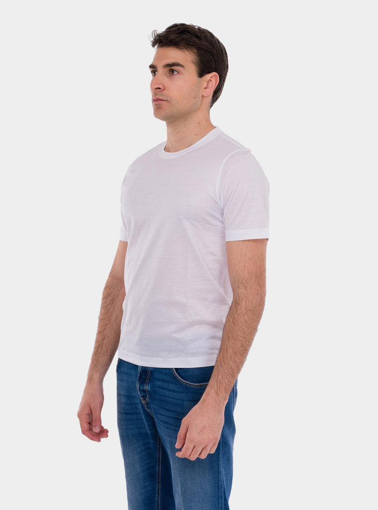 T-shirt uomo in filo di scozia bianco 60133/74002 001 GRAN SASSO 