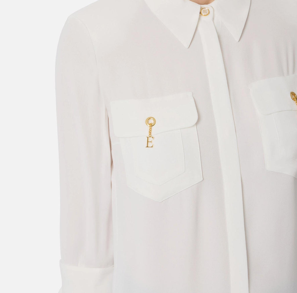 Camicia in georgette di viscosa Avorio CA12256E2 360 ELISABETTA FRANCHI 