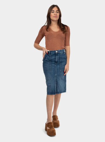 Gonna di jeans con spacco Denim GPCMZ0OA5070 MI02 PT PANTALONI TORINO 