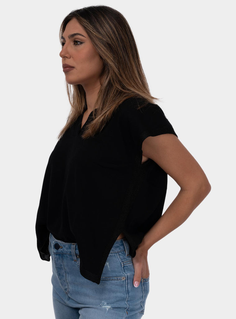 Maglia donna con bordi in lurex nero 57269/14069 099 GRAN SASSO 