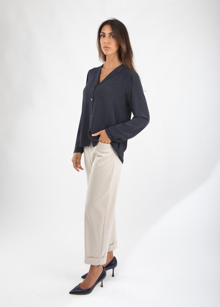 Camicia in crepe con revers Blu 521SD45020 S3982 ALESSIA SANTI 