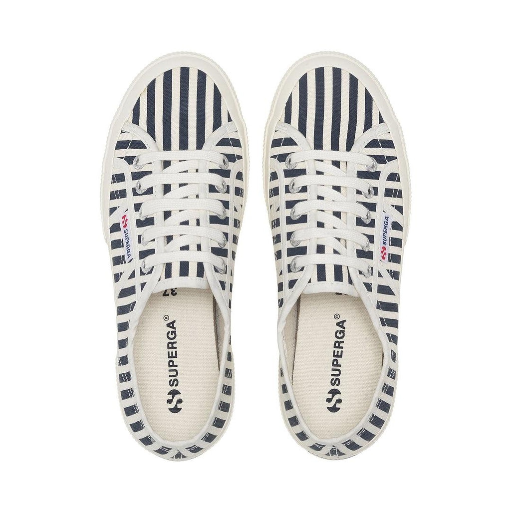Superga 2750 stripes print white navy 2740STRIPESPRINT WHITE NAVY SUPERGA 