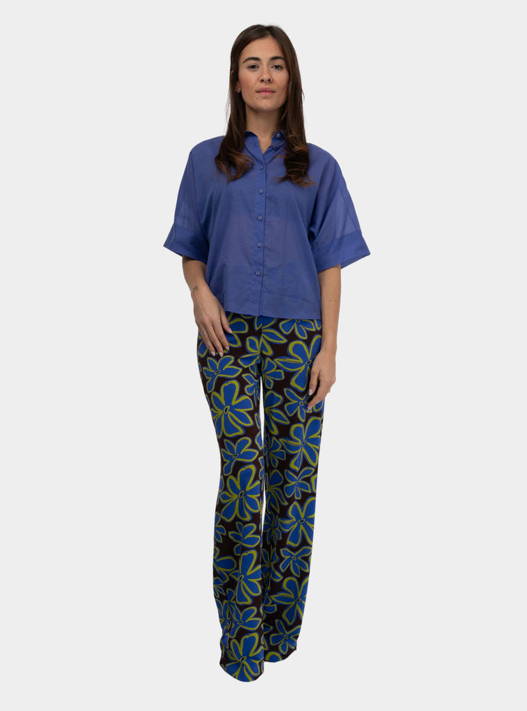 Pantalone fantasia in misto viscosa Marrone SS25223J025 TOBACO NIU 