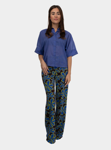 Pantalone fantasia in misto viscosa Marrone SS25223J025 TOBACO NIU 