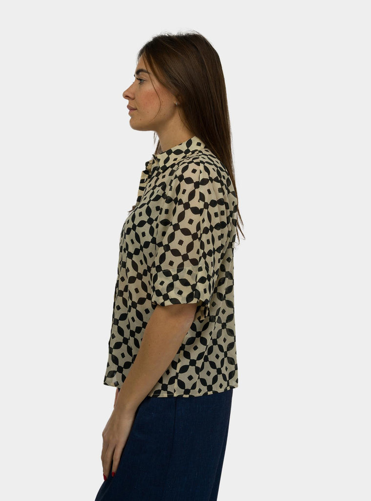 Camicia Kimono beige nero SS25601T056 PIPOCA NIU 