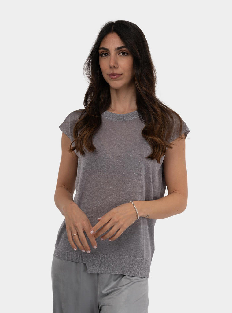 Maglia a manica corta lurex Grigio 511SD53020 S3023 CENERE ALESSIA SANTI 