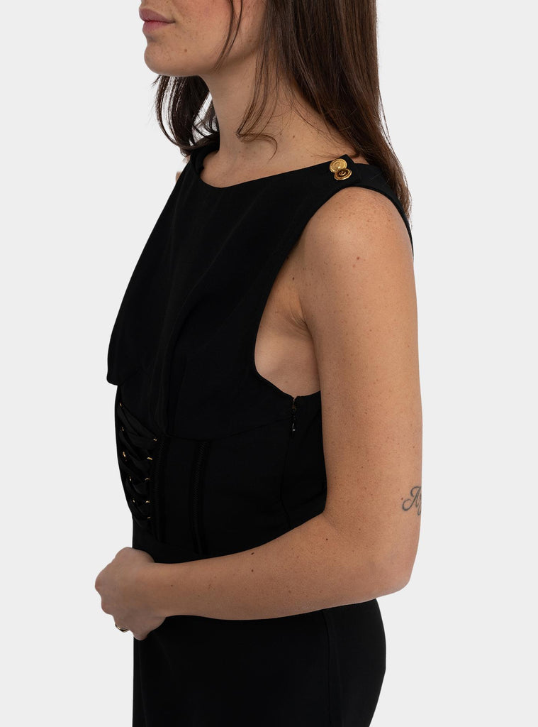 Abito satin con lacci criss-cross Nero AB84652E2 110 NERO ELISABETTA FRANCHI 