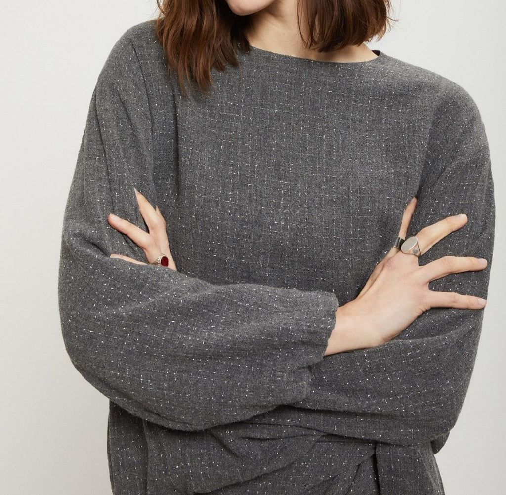 Blusa fluida grigio DC5199 VAR,UNICA OTTO D'AME 