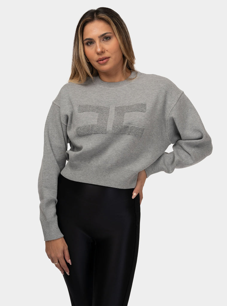 immagine-1-elisabetta-franchi-felpa-cropped-in-viscosa-con-ricamo-logo-grigio-melange-maglia-donna-mk76q46e2431grigio