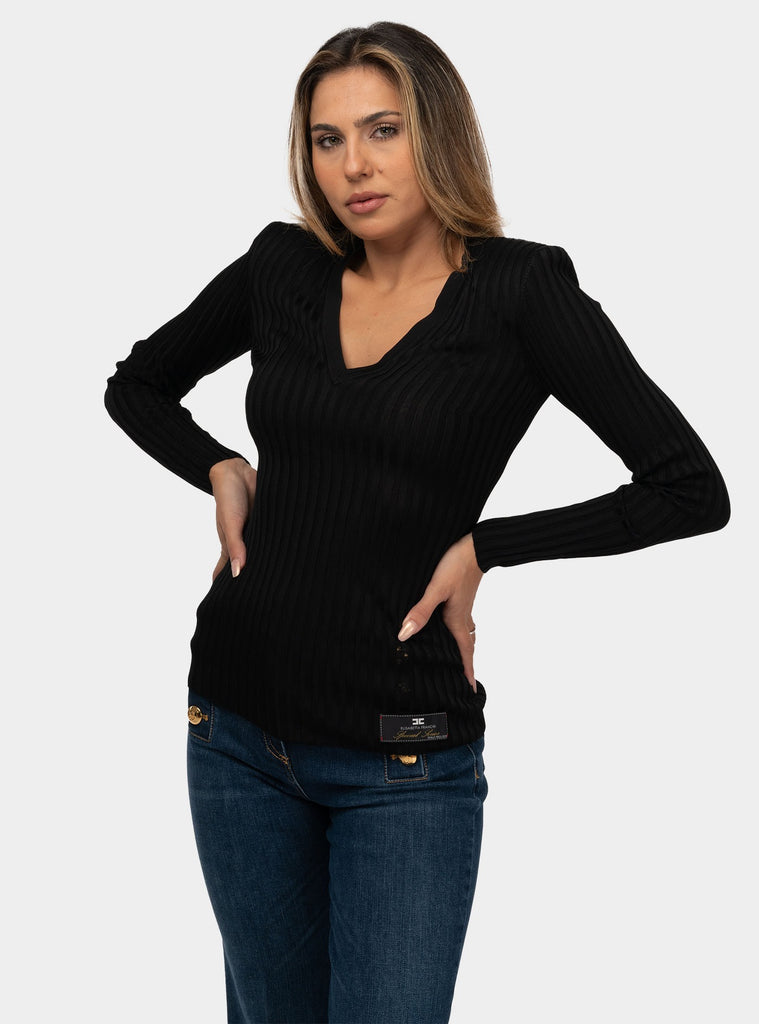 immagine-1-elisabetta-franchi-maglia-in-viscosa-lucida-a-costine-nero-maglia-donna-mk16s47e2110nero