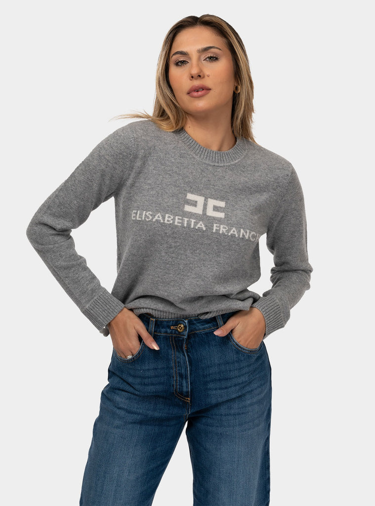 immagine-1-elisabetta-franchi-pullover-in-misto-cashmere-con-logo-grigio-melangeavorio-maglia-donna-mk64s46e2g41