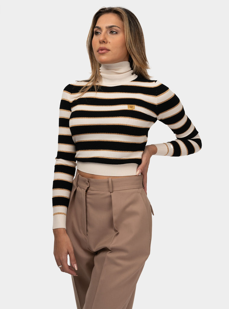 immagine-2-elisabetta-franchi-maglia-cropped-in-viscosa-lurex-a-righe-burronero-t-shirt-donna-mk78q46e2e84