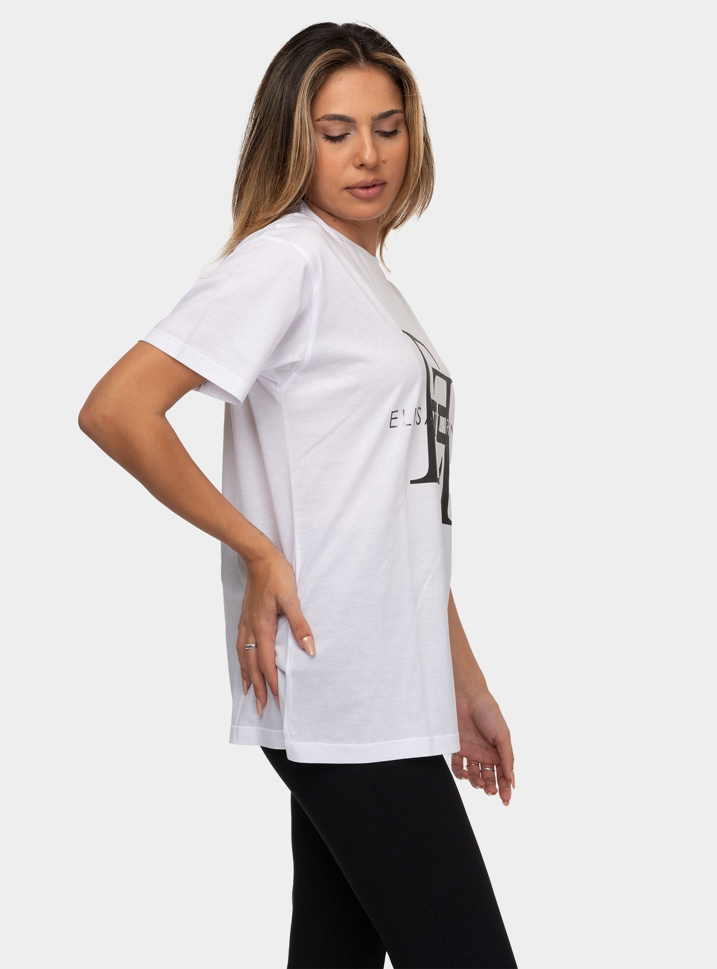ELISABETTA FRANCHI T-shirt in jersey con maxi logo Gesso