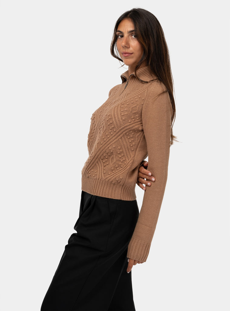 immagine-2-max-mara-studio-maglia-in-misto-cachemire-con-zip-maglia-donna-etra006-camel