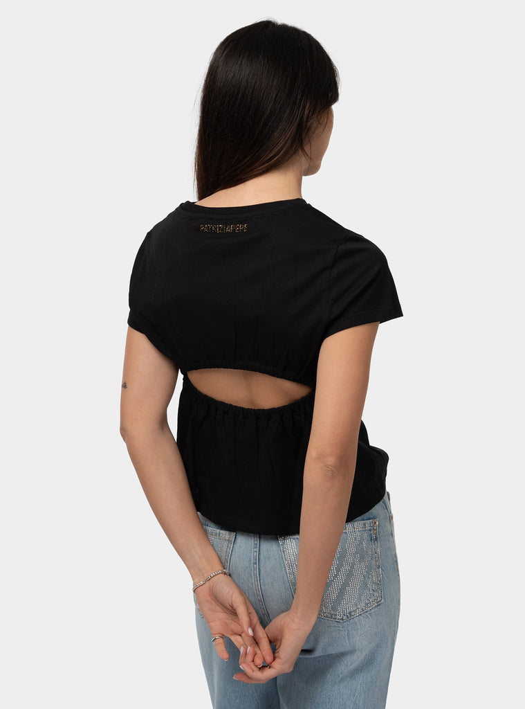 immagine-3-patrizia-pepe-t-shirt-maniche-corte-con-oblo-posteriore-nero-t-shirt-donna-2m4374j111-k103