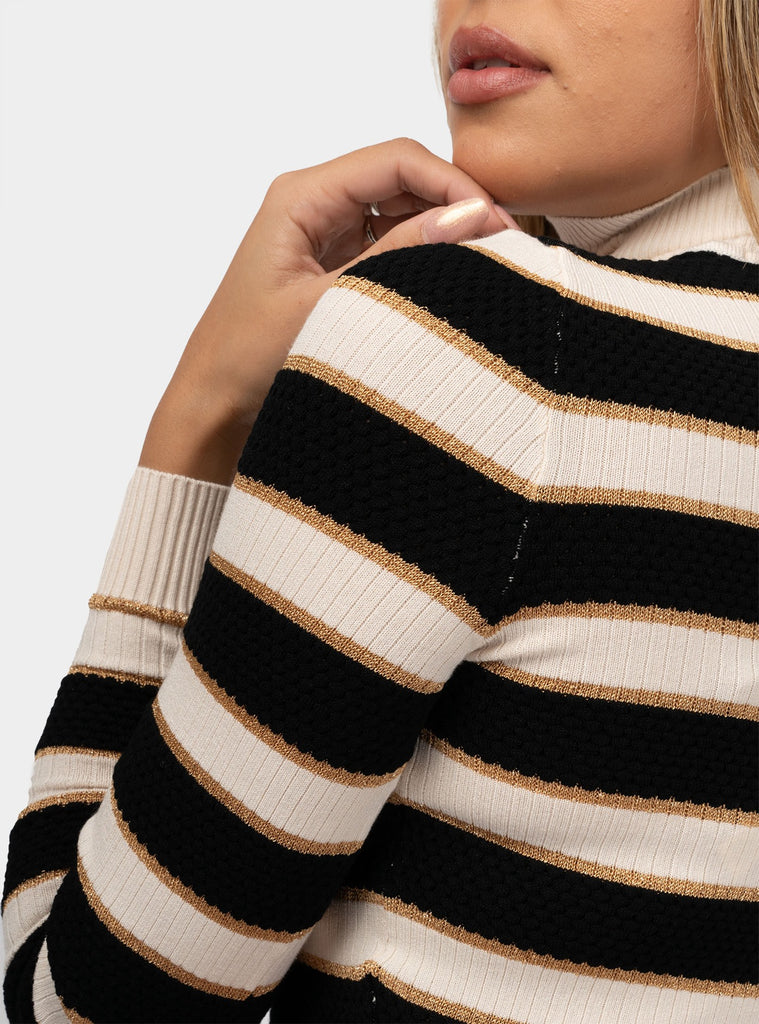 immagine-4-elisabetta-franchi-maglia-cropped-in-viscosa-lurex-a-righe-burronero-t-shirt-donna-mk78q46e2e84