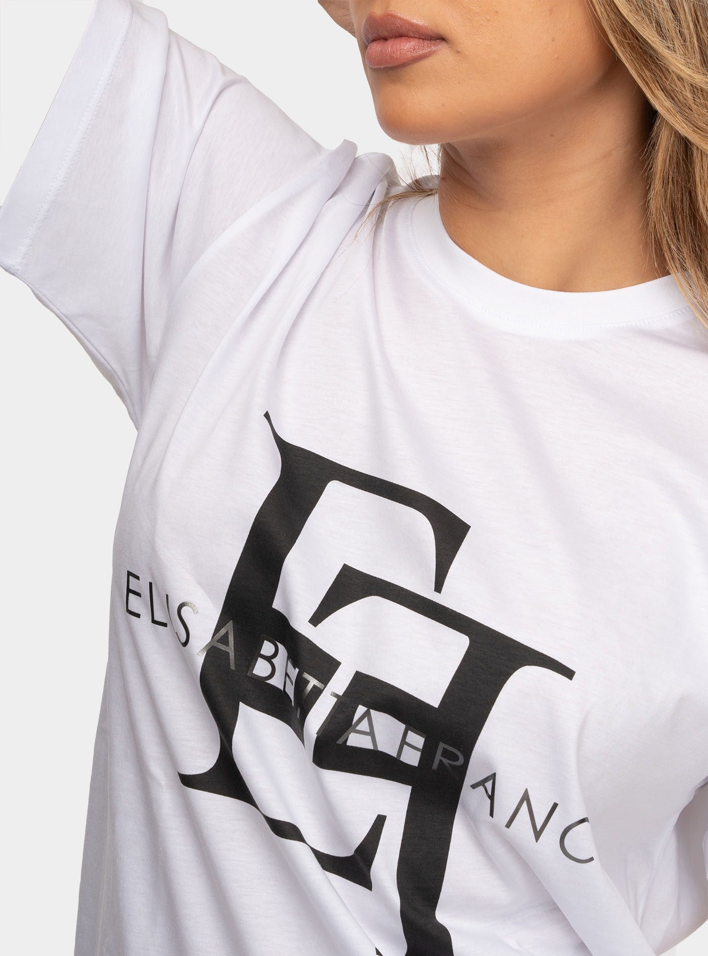 ELISABETTA FRANCHI T-shirt in jersey con maxi logo Gesso